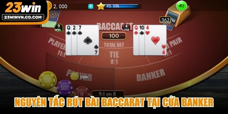 Nguyên tắc rút bài Baccarat tại cửa Banker