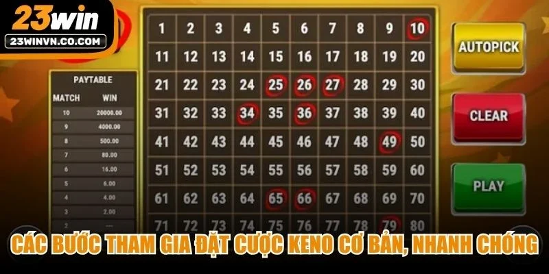Các bước tham gia đặt cược Keno cơ bản, nhanh chóng